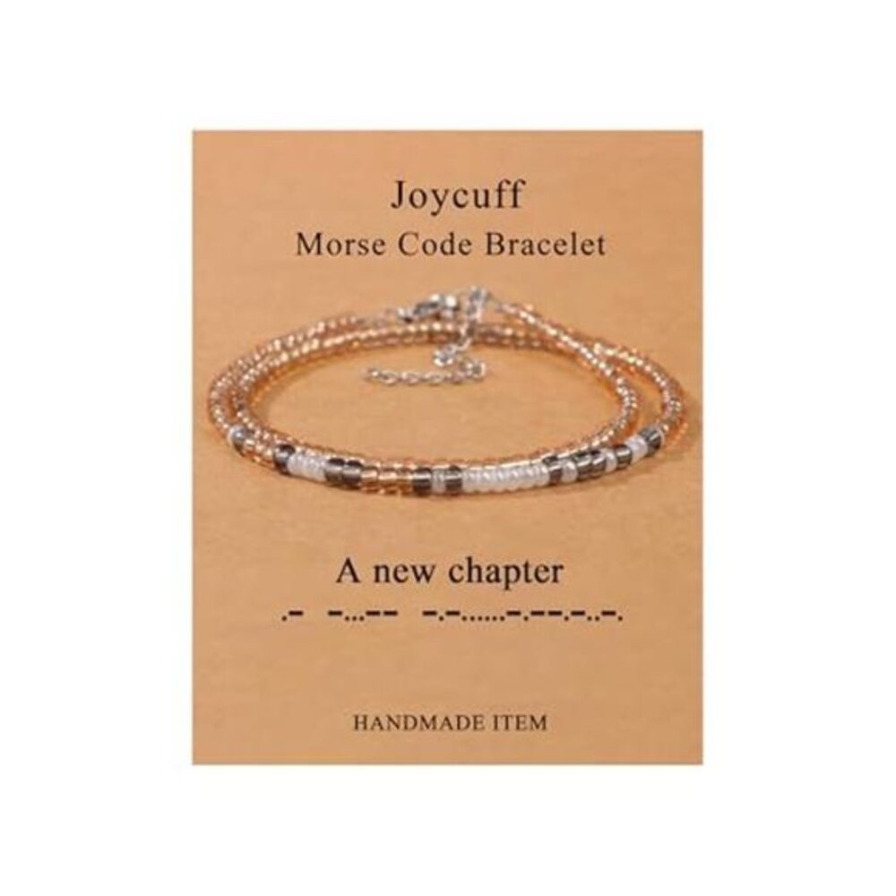 Womens Morse Code Bracelet Inspirational Gifts Adjustable Layered Beaded Jewelry